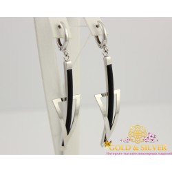 Серебряные женские серьги с каучуком 930013с